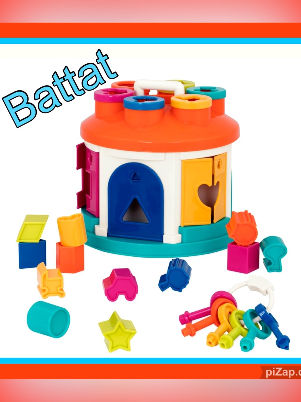 BATTAT - Colorful Shape Sorter House Toy w/ Matching Keys - Age 2+